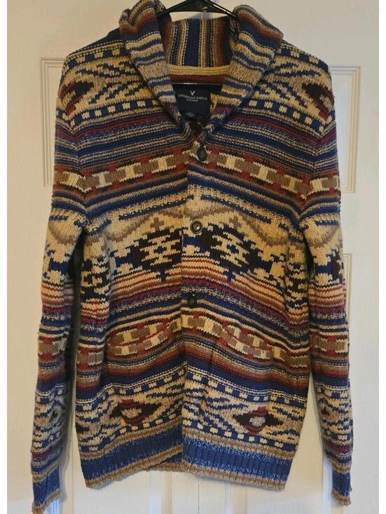 American Eagle Outfitters Other - American Eagle Mens Heavy Knit Sweater southwestern Aztec Cottonwool Blend shawl